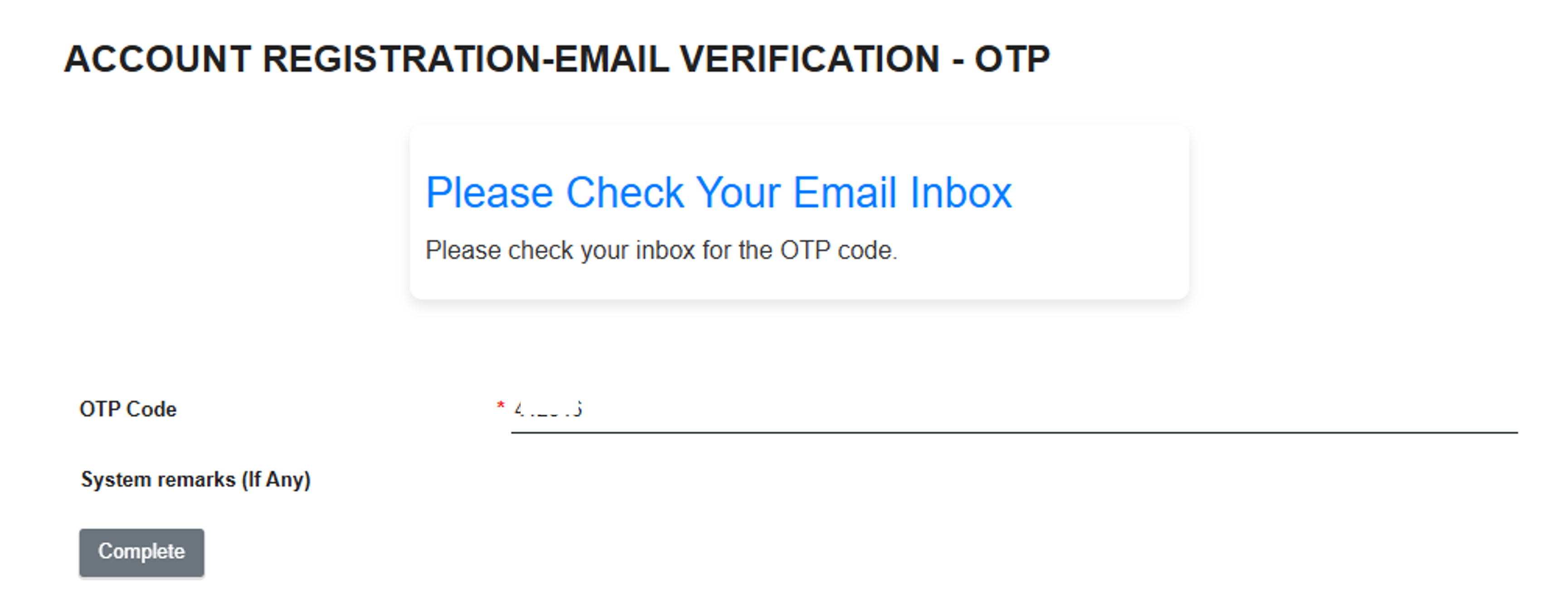 Email Verification OTP