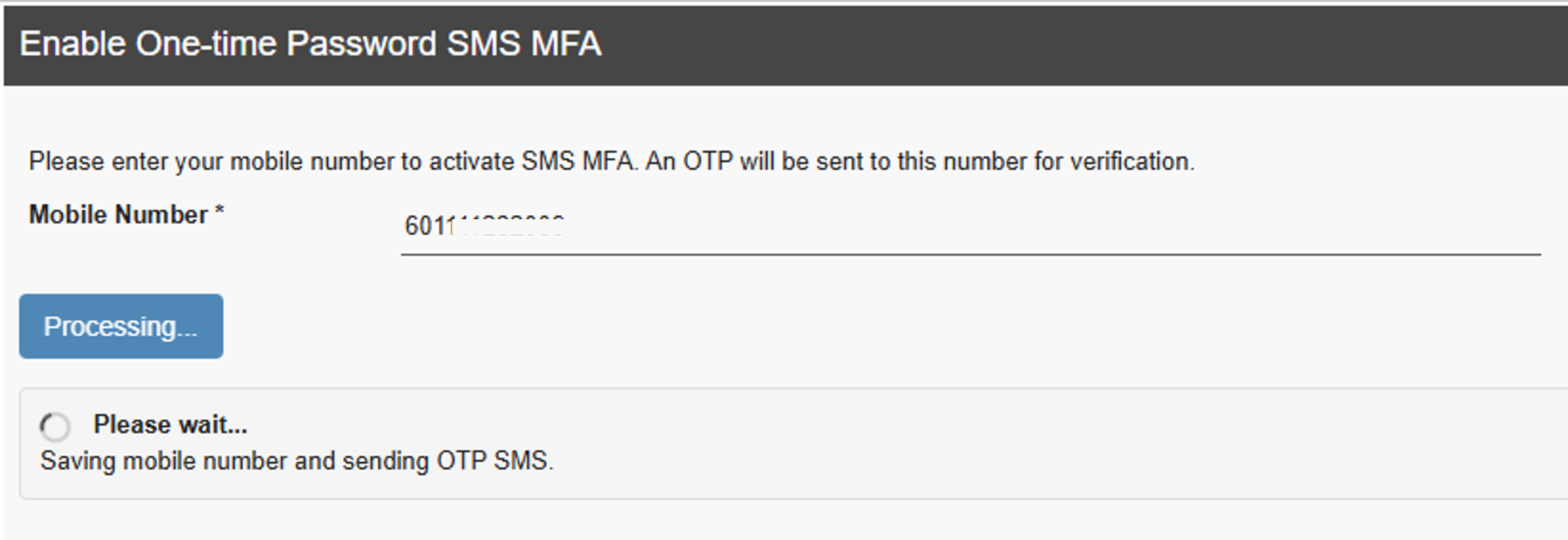 Processing Mobile Number