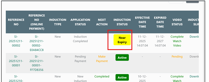 Near Expiry Status